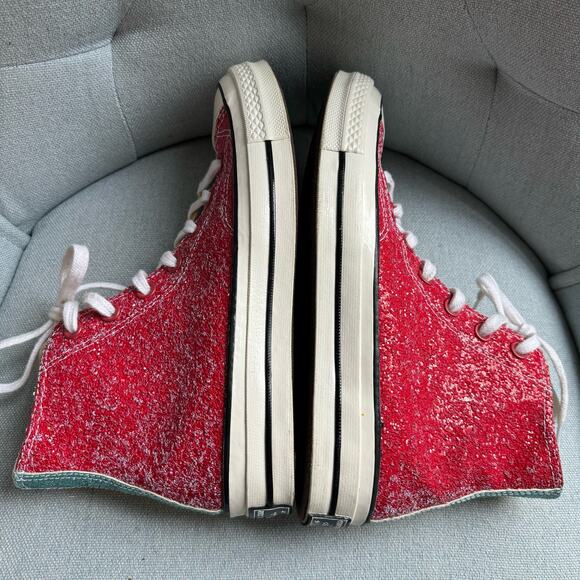 Converse x JW Anderson Chuck 70 Hi Top Glitter Barbosa Cherry M6 W8 - Picture 8 of 15